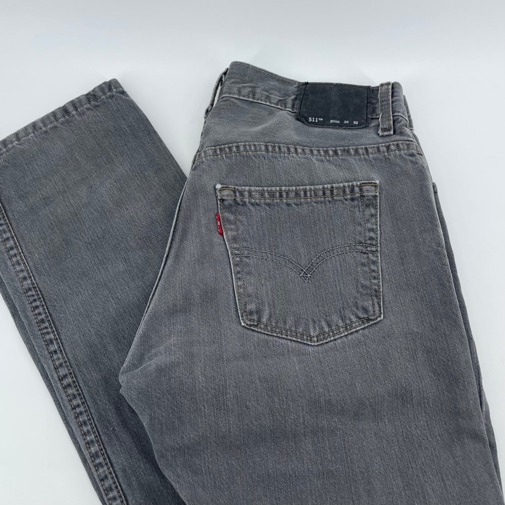Levis 511 Slim Fit Grey Denim Jeans Youth Size 20 Regular W30 L30 Vintage Style